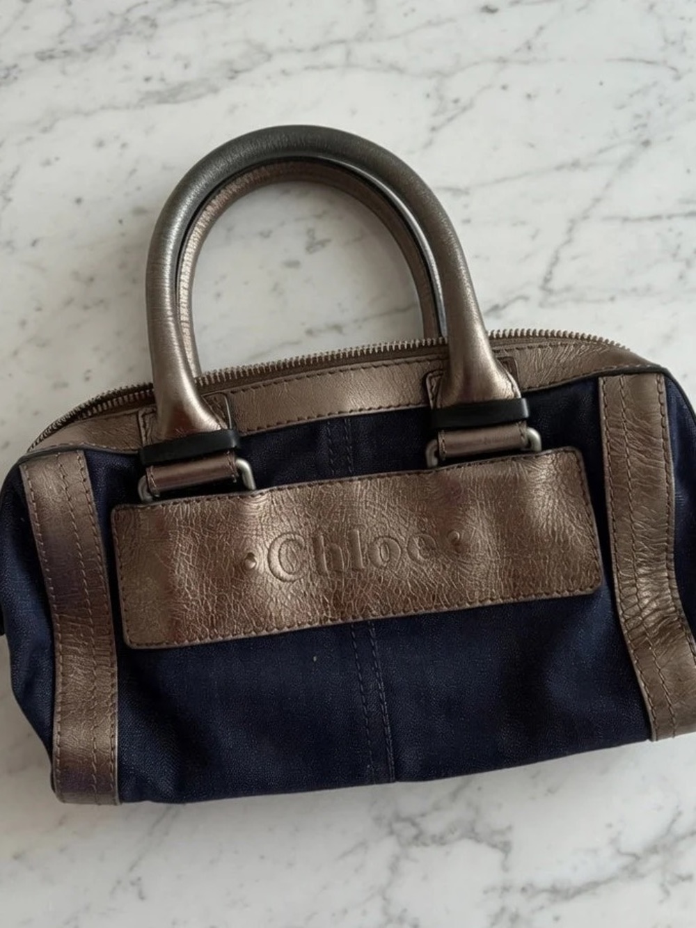 Chloe Denim Boston Bag Y2K Vintage Satchel